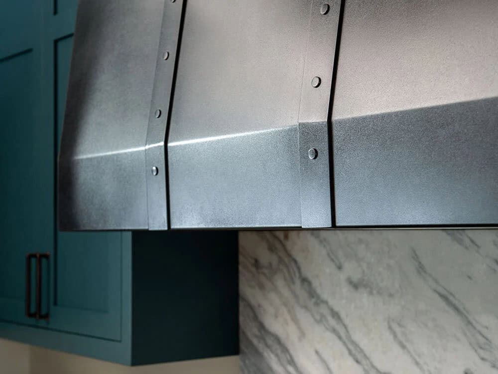 modern rustic kitchen range hood detail