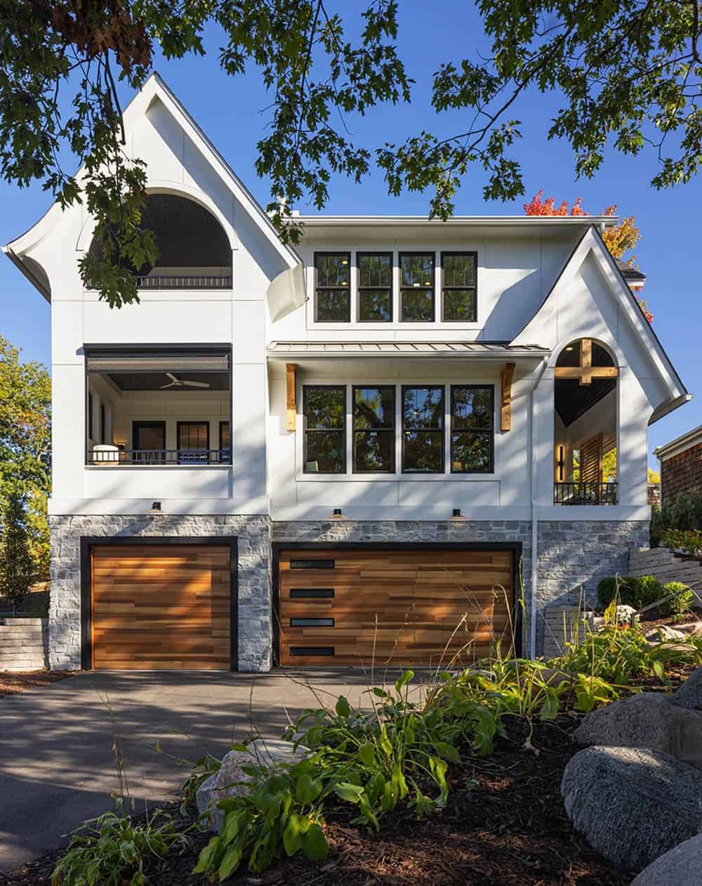 modern tudor style home exterior