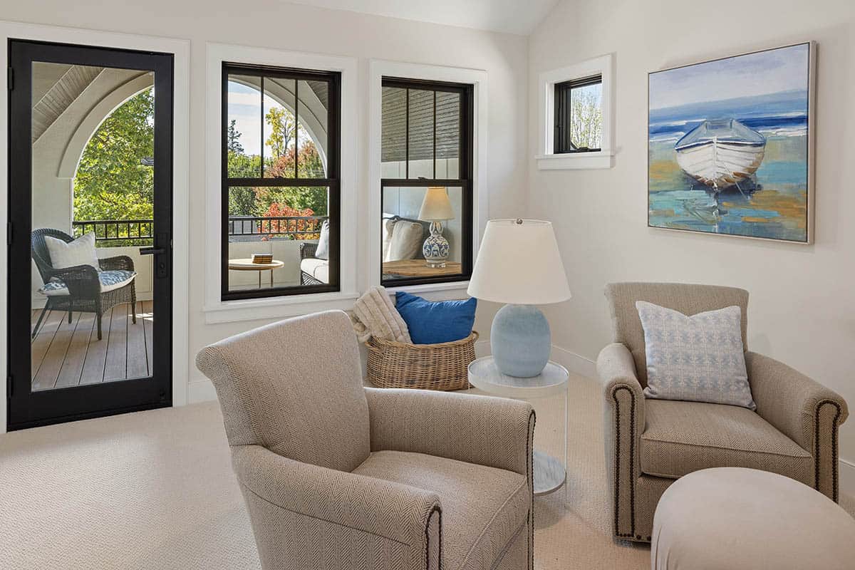 modern bedroom sitting area