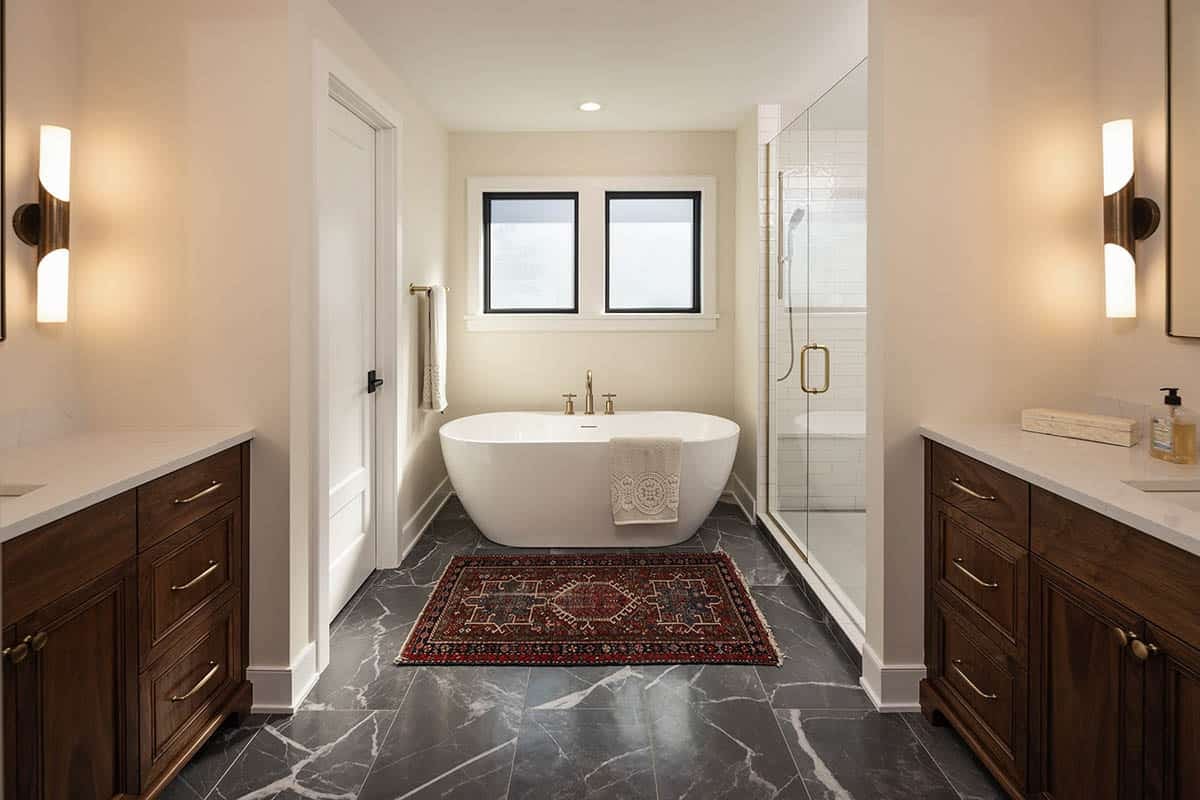 modern bathroom with a freestanding tub