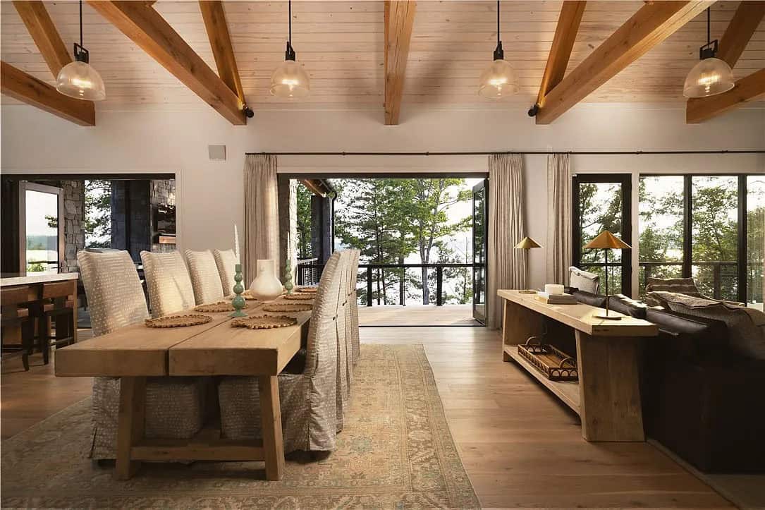 contemporary dining and living room
