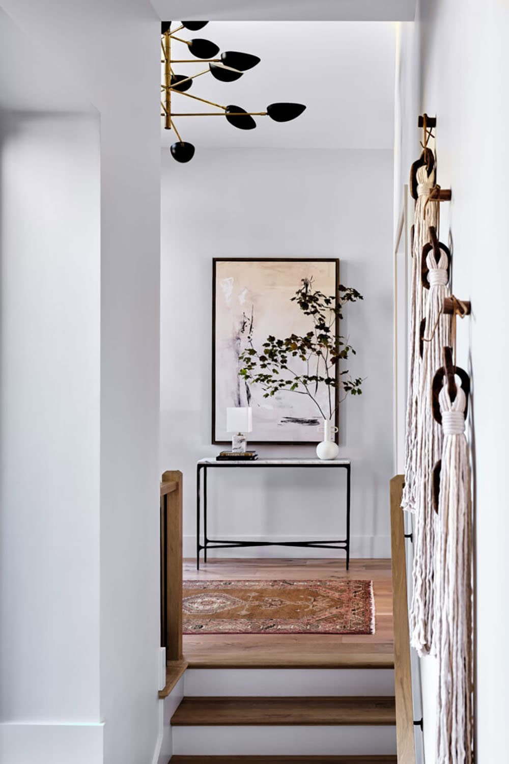 contemporary staircase leading to the lower level