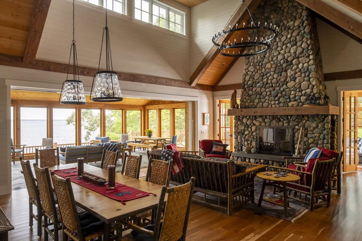 rustic dining and living room