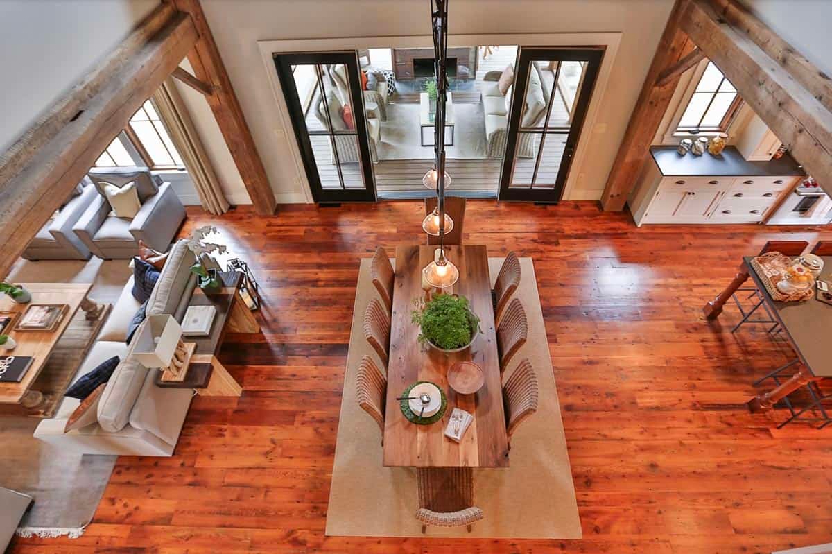 farmhouse style dining room overhead view