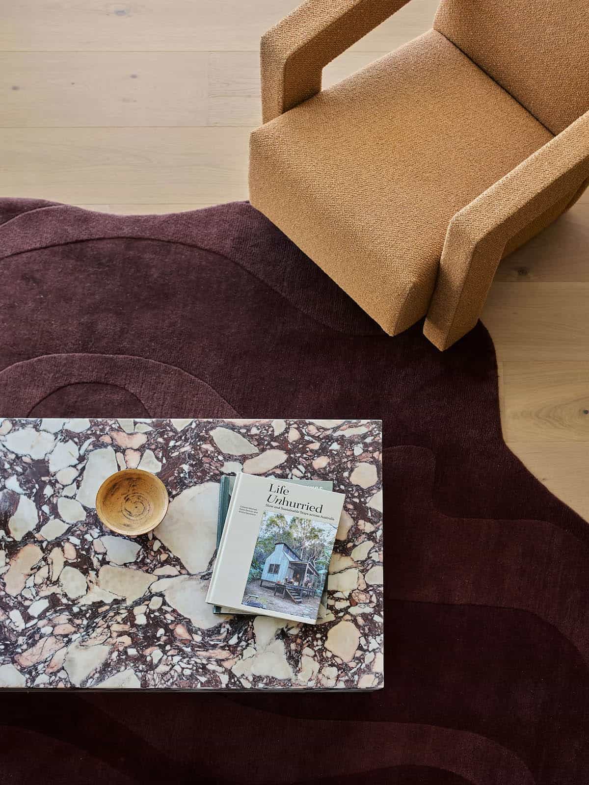 modern living room coffee tabke detail