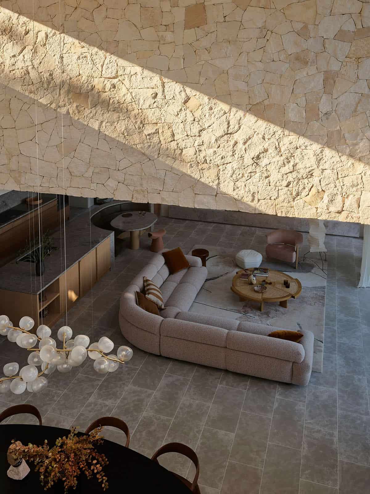 modern living room overhead view