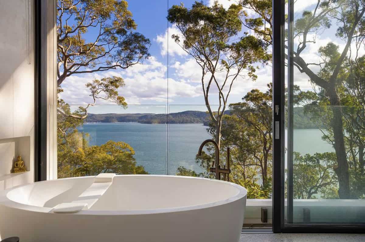 modern bathroom with a freestanding tub