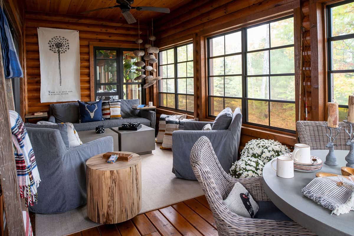 rustic screened porch