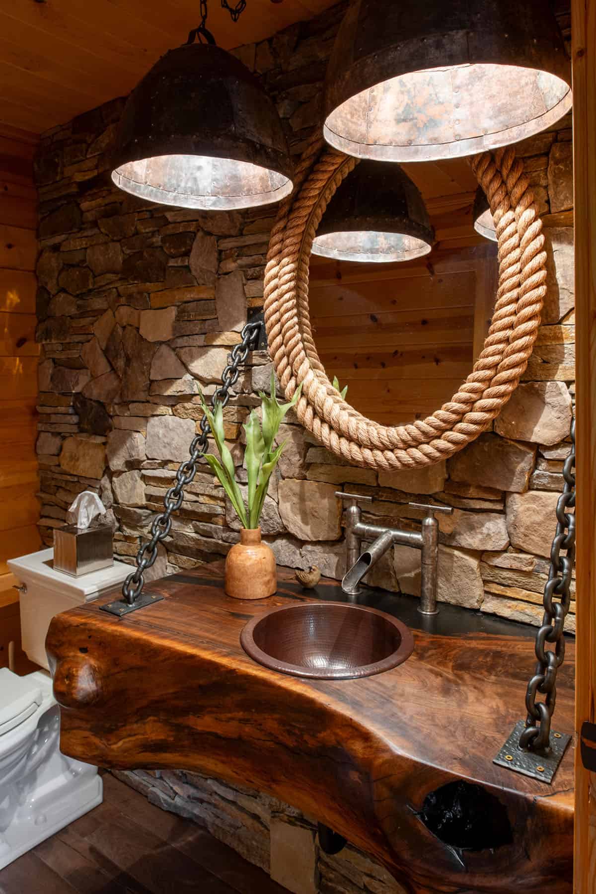 rustic powder room