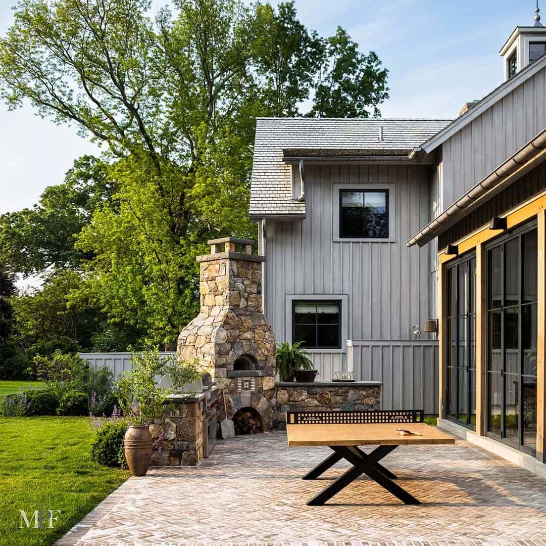 modern rustic barn house exterior patio