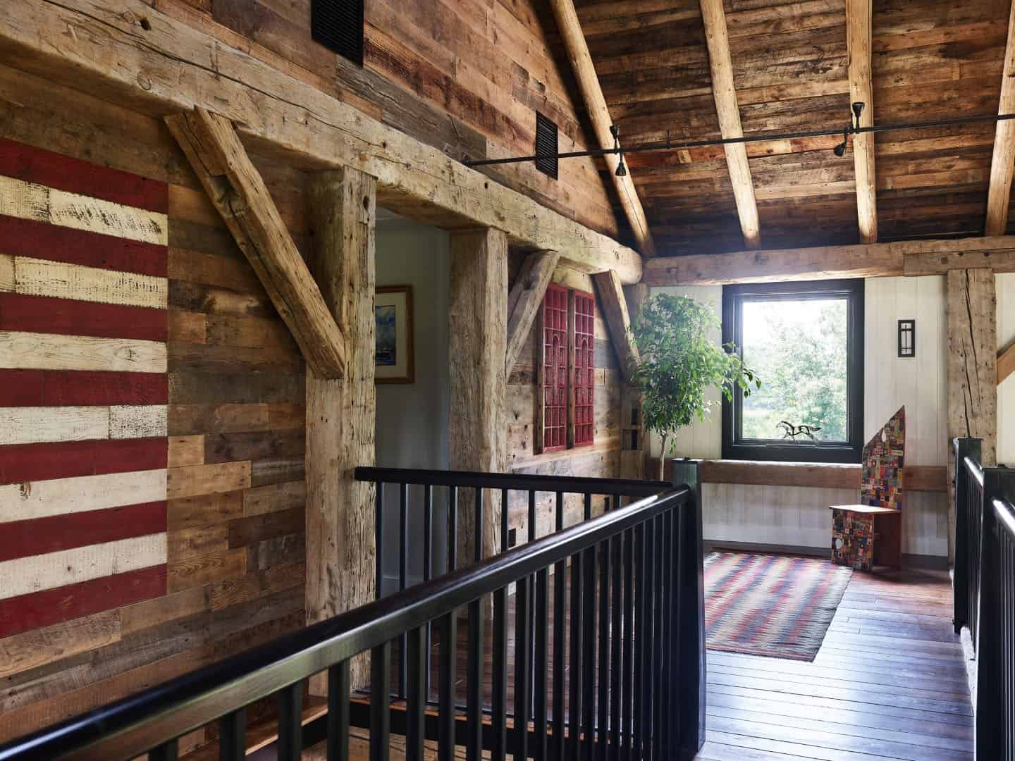 rustic modern upstairs hallway