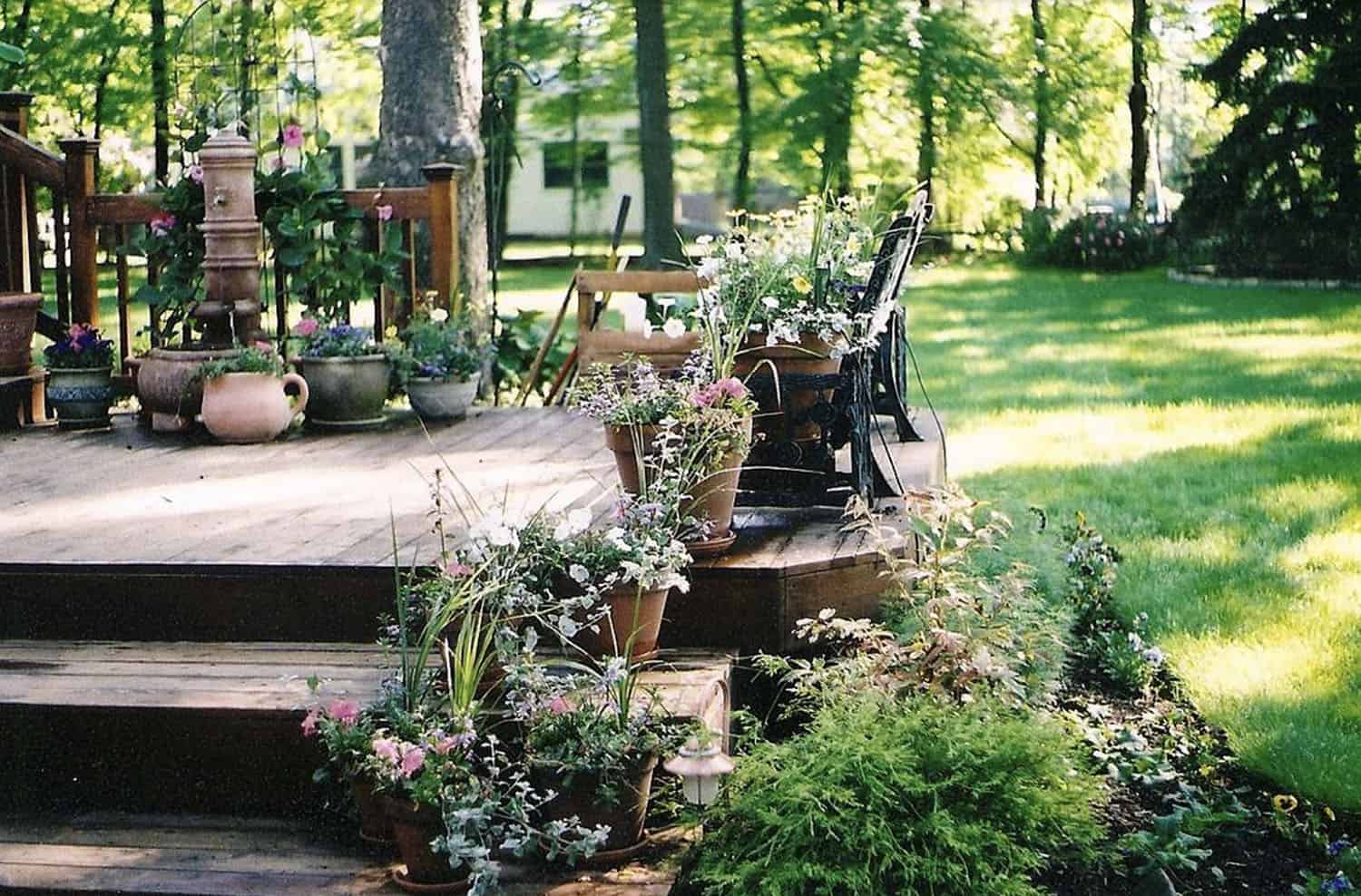 small backyard deck in the garden
