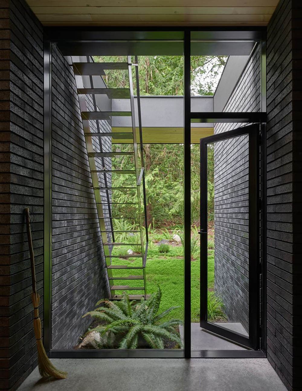 modern home exxterior with a staircase