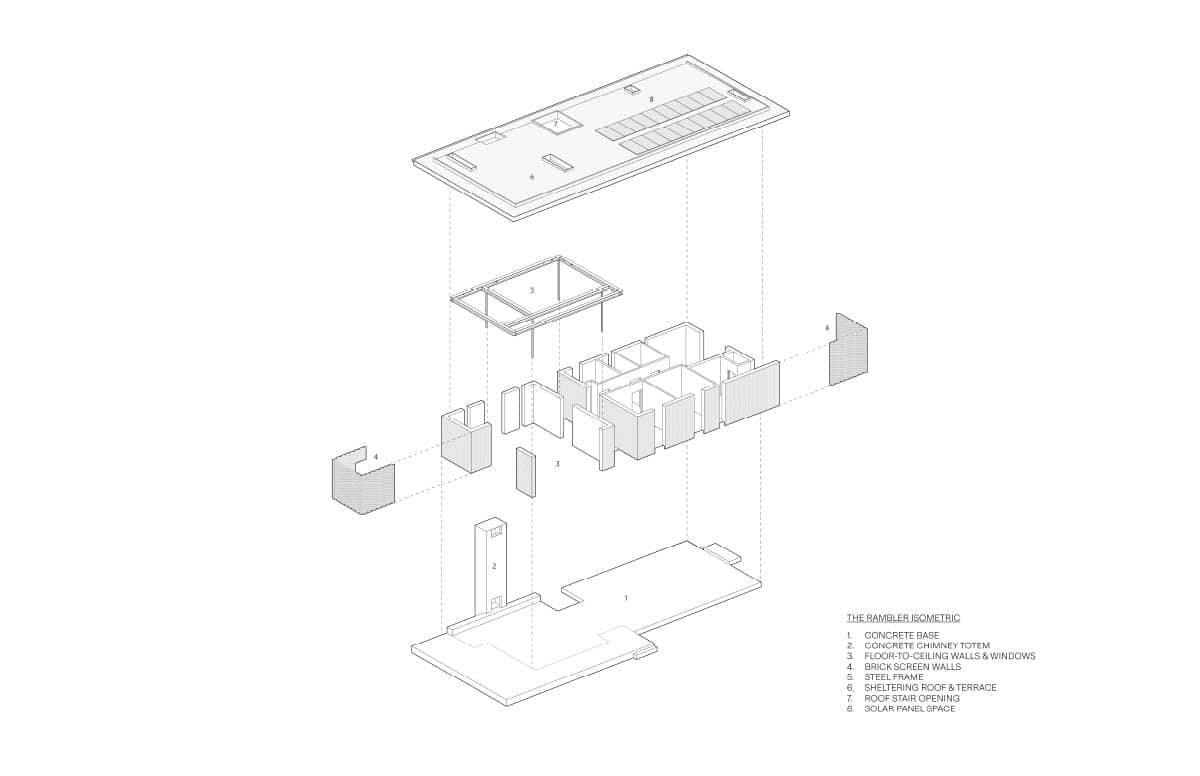 modern home axnometric plan