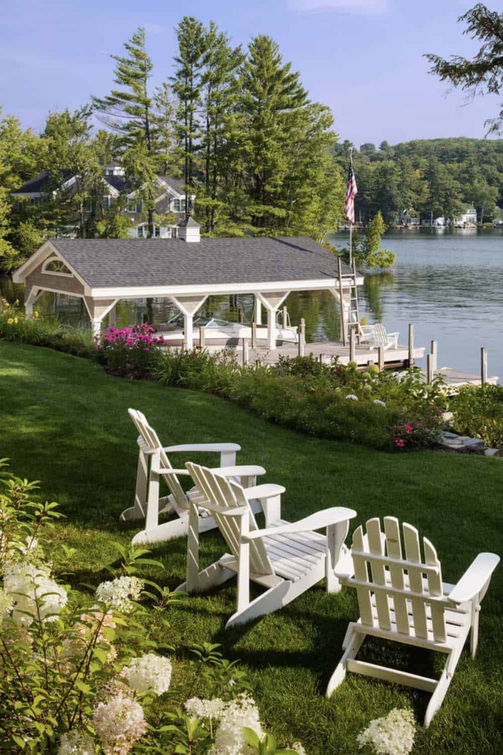 coastal style home exterior backyard view