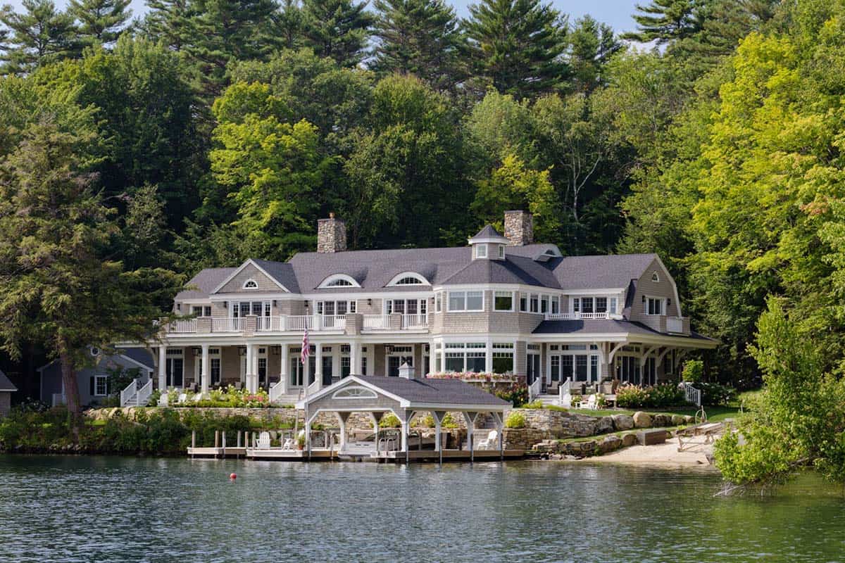 coastal style home exterior with a water view