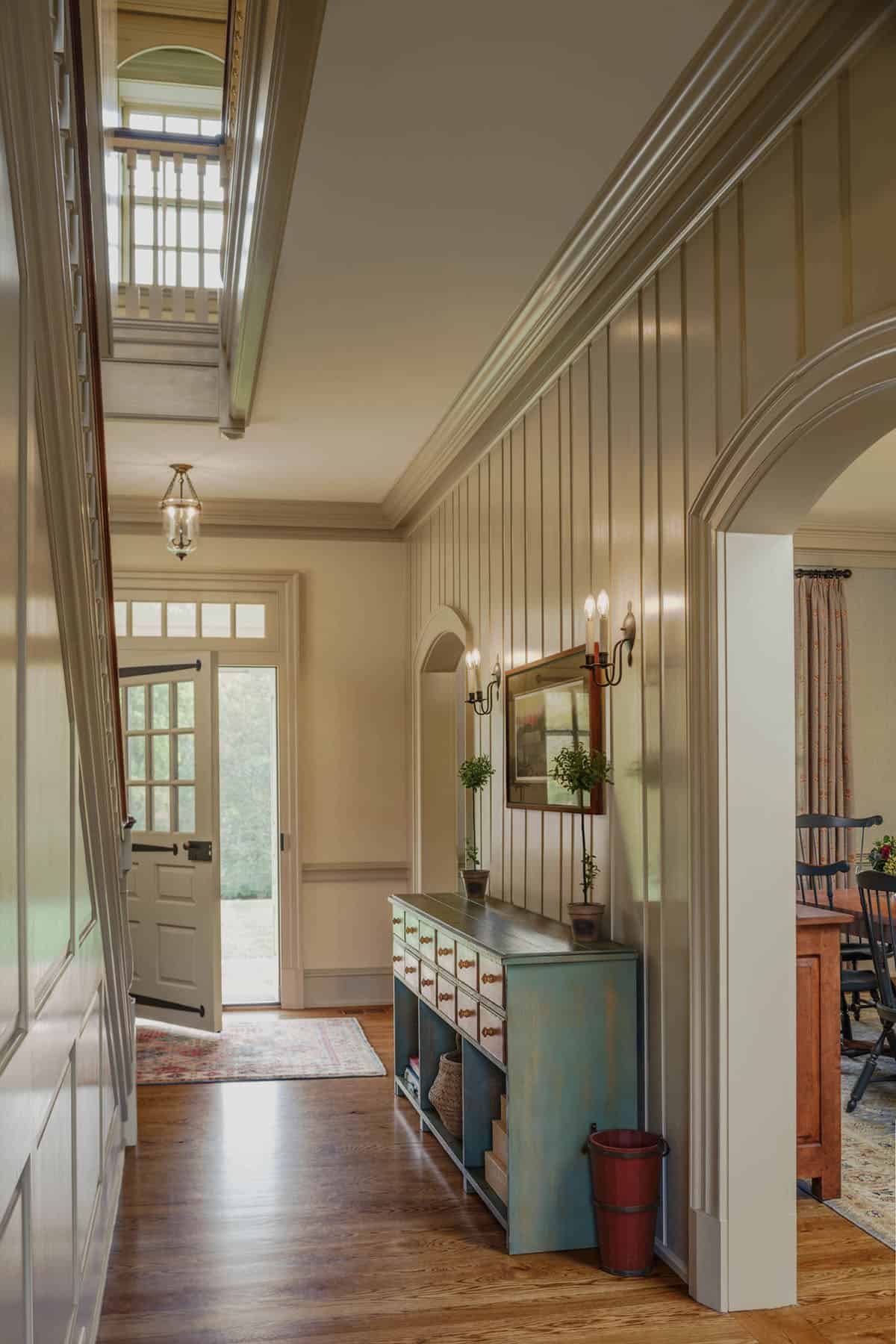 stone farmhouse home entry with door open