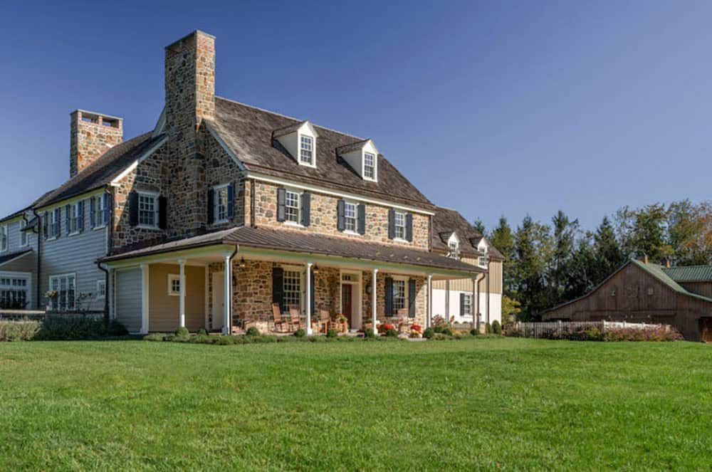 stone farmhouse home exterior