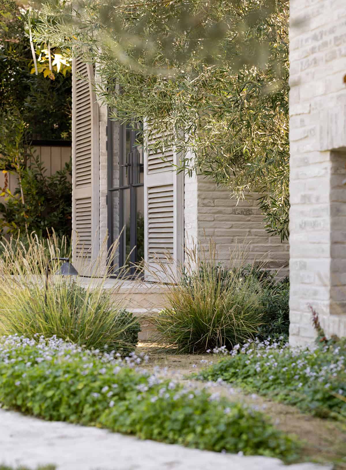 transitiional style home landscaping