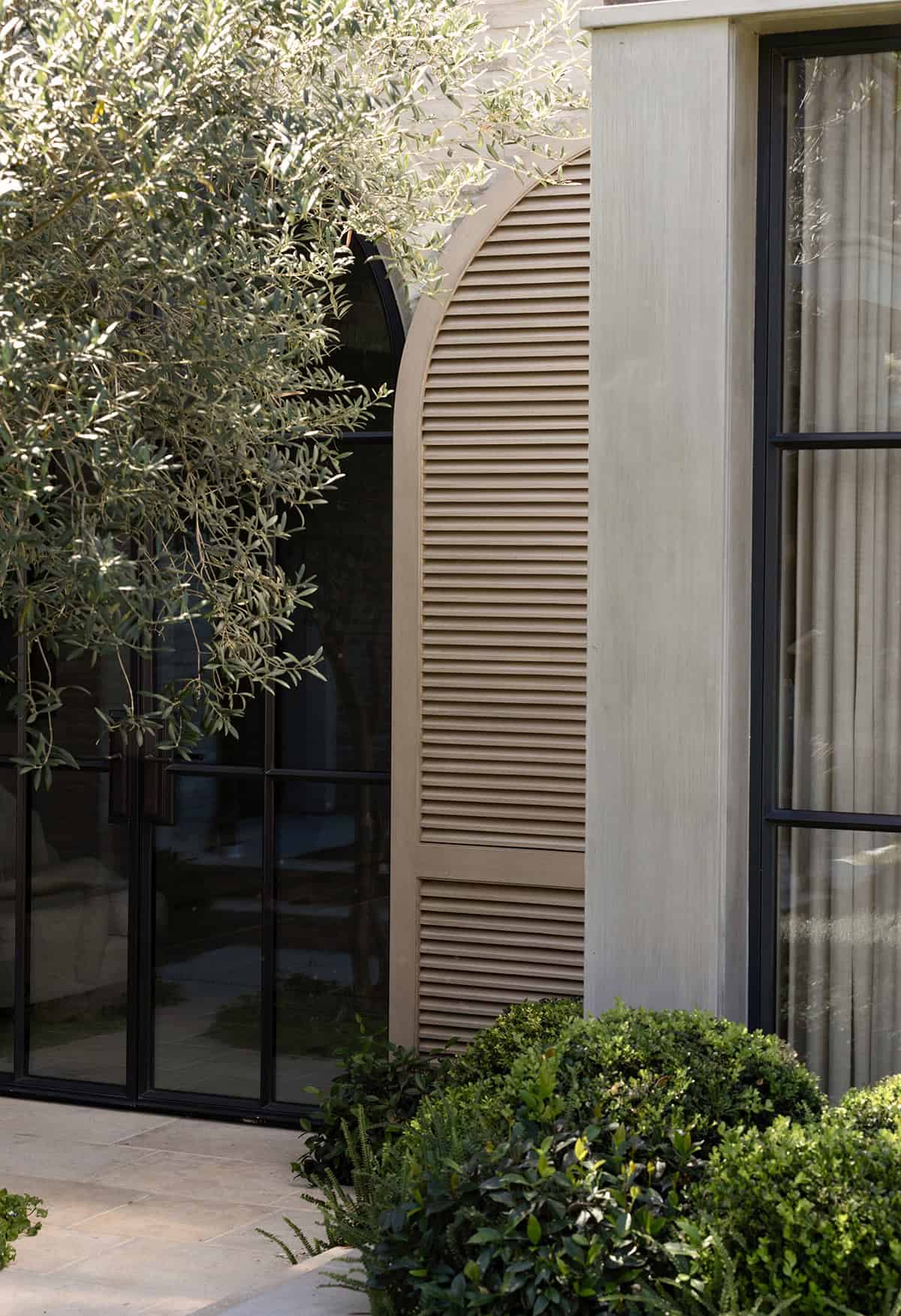 transitiional style home exterior shutter detail