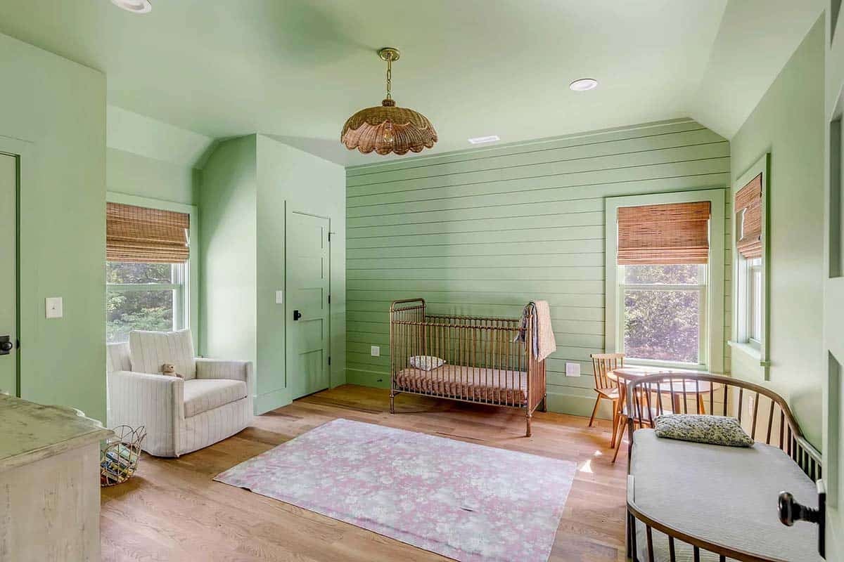 beach style nursery with green walls