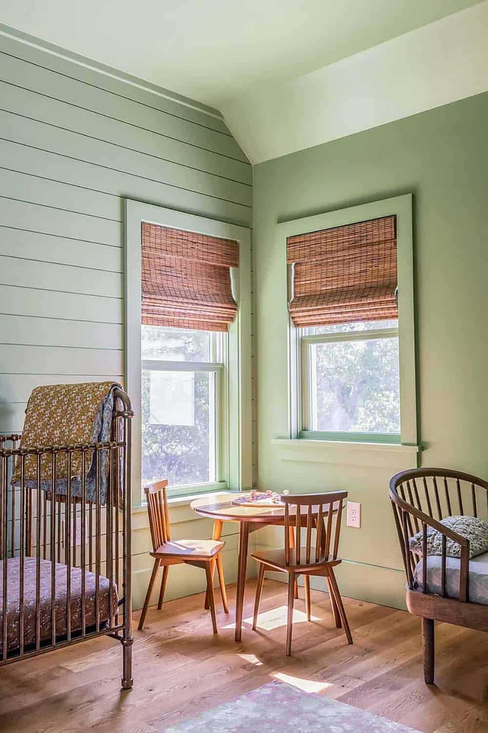 beach style nursery with green walls