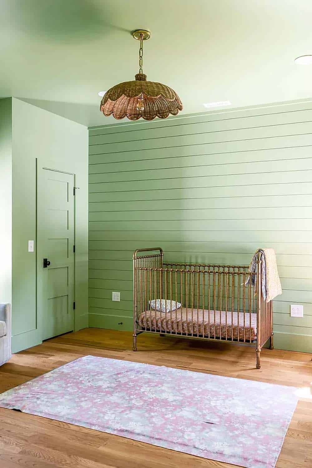 beach style nursery with green walls