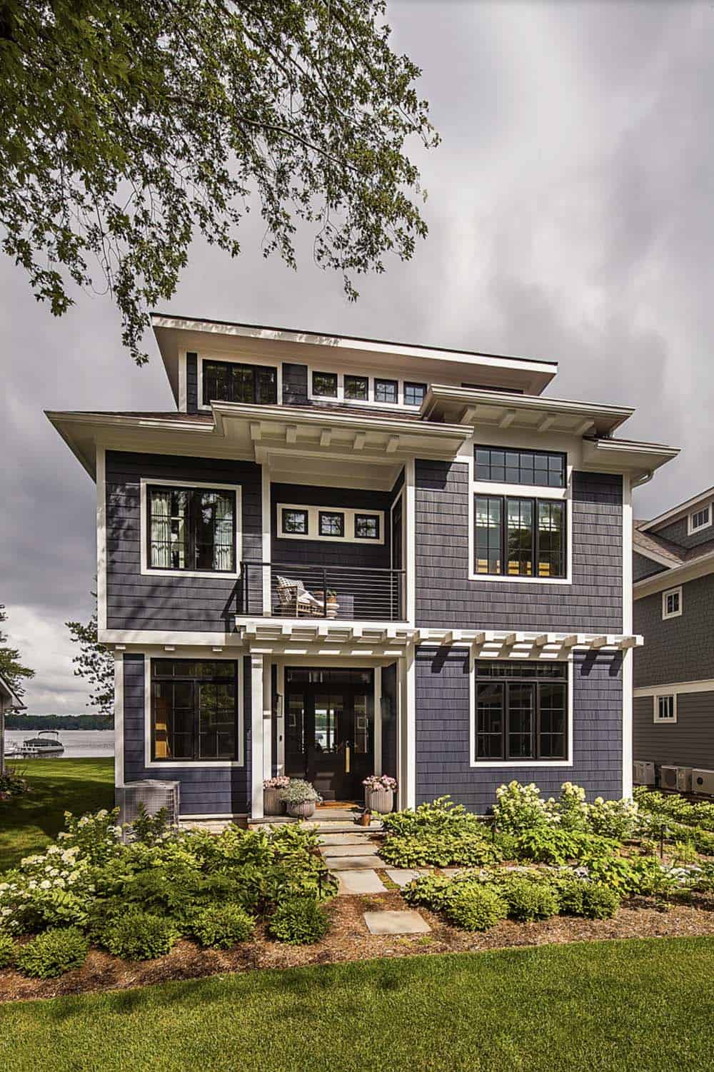 coastal style lake house exterior