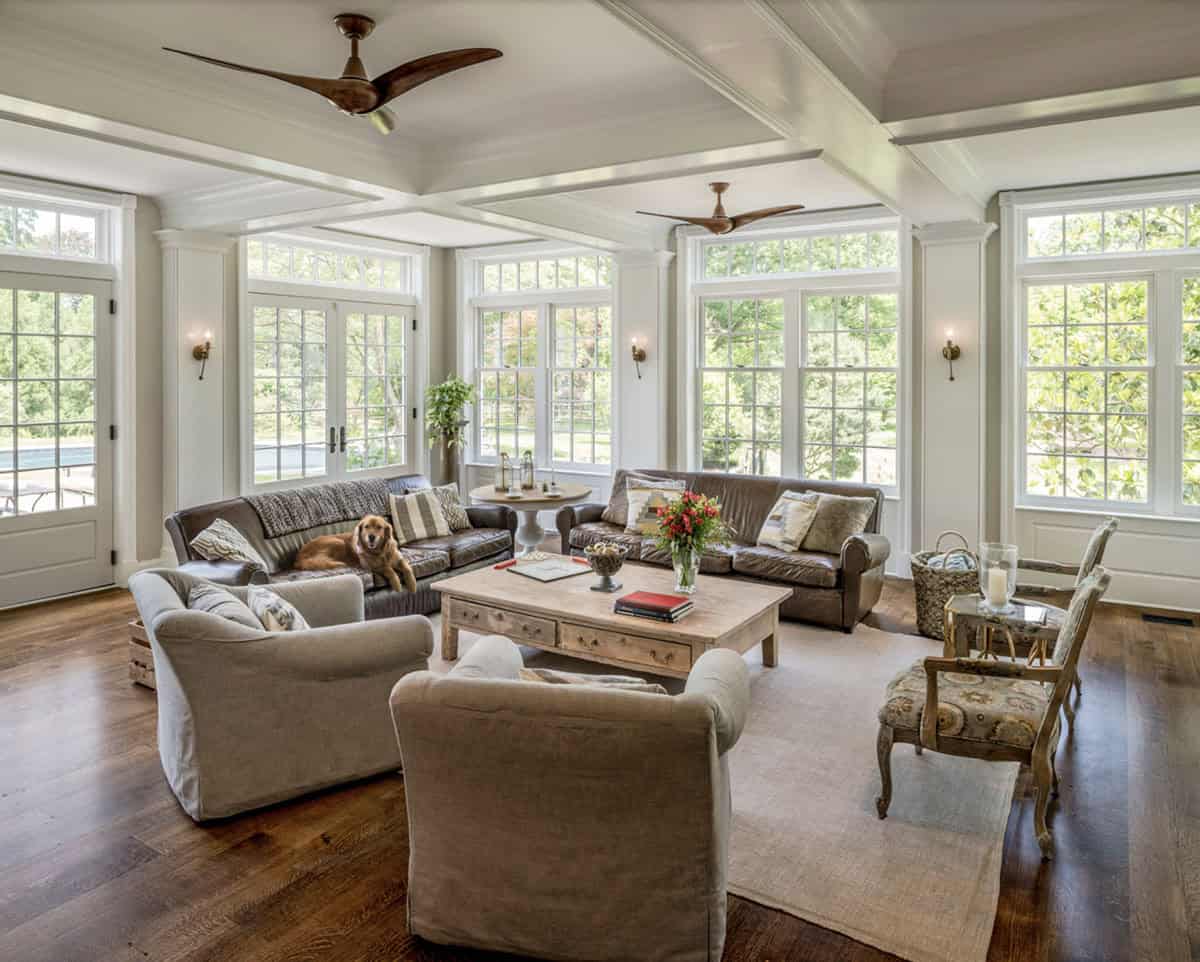 colonial-style farmhouse living room