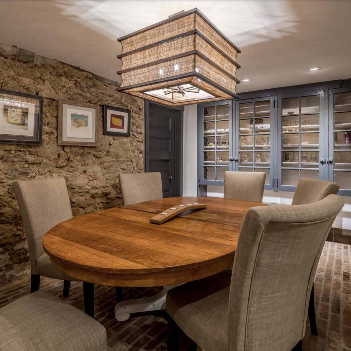 colonial-style farmhouse wine room