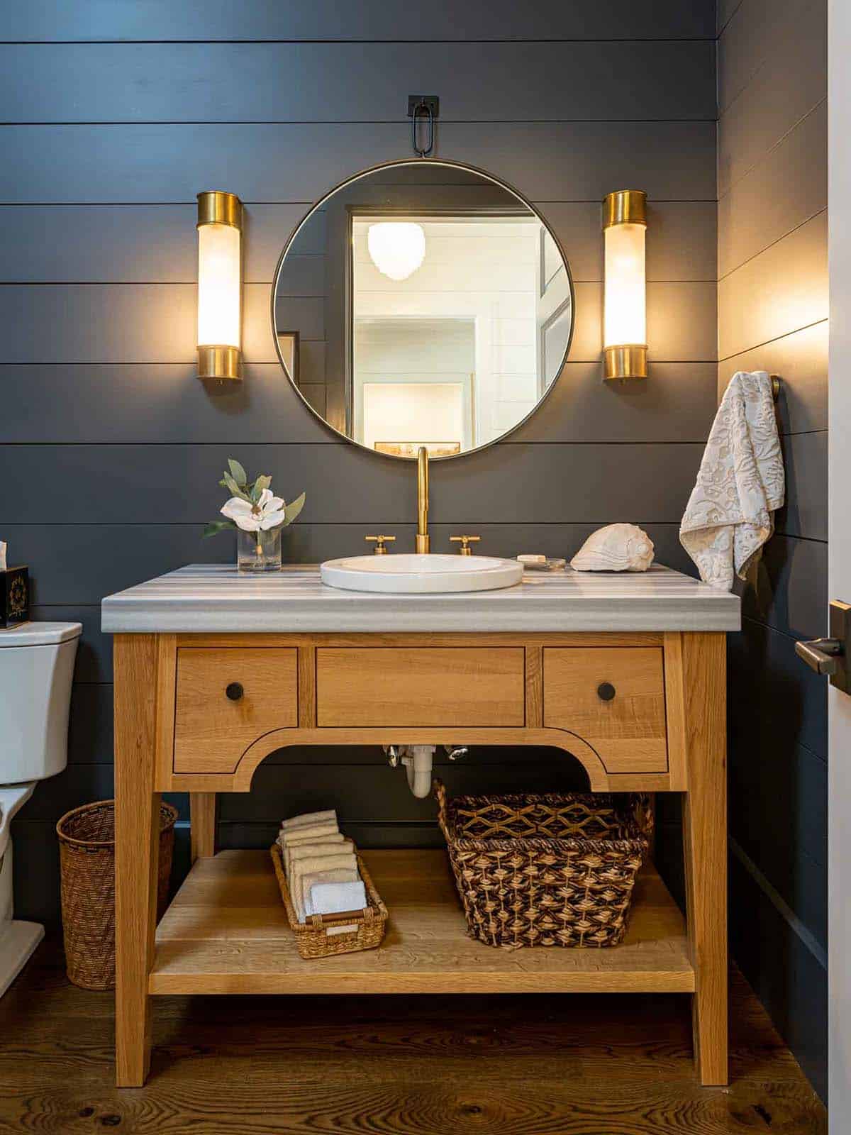 contemporary farmhouse style powder room