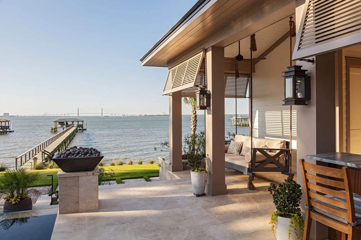 contemporary home exterior with a patio