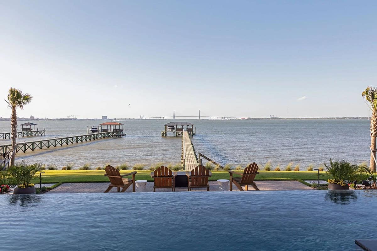 contemporary home exterior with a pool 