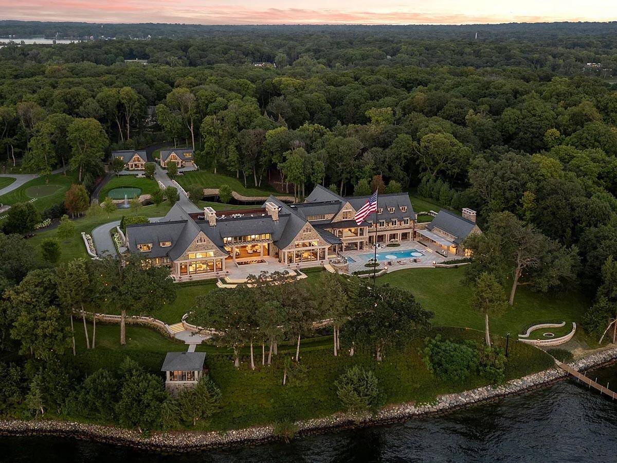 lake house exterior aerial view