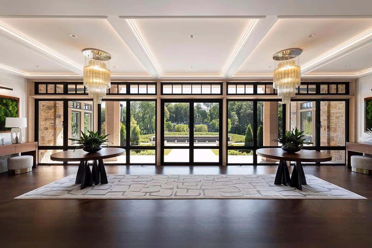contemporary lake house entry