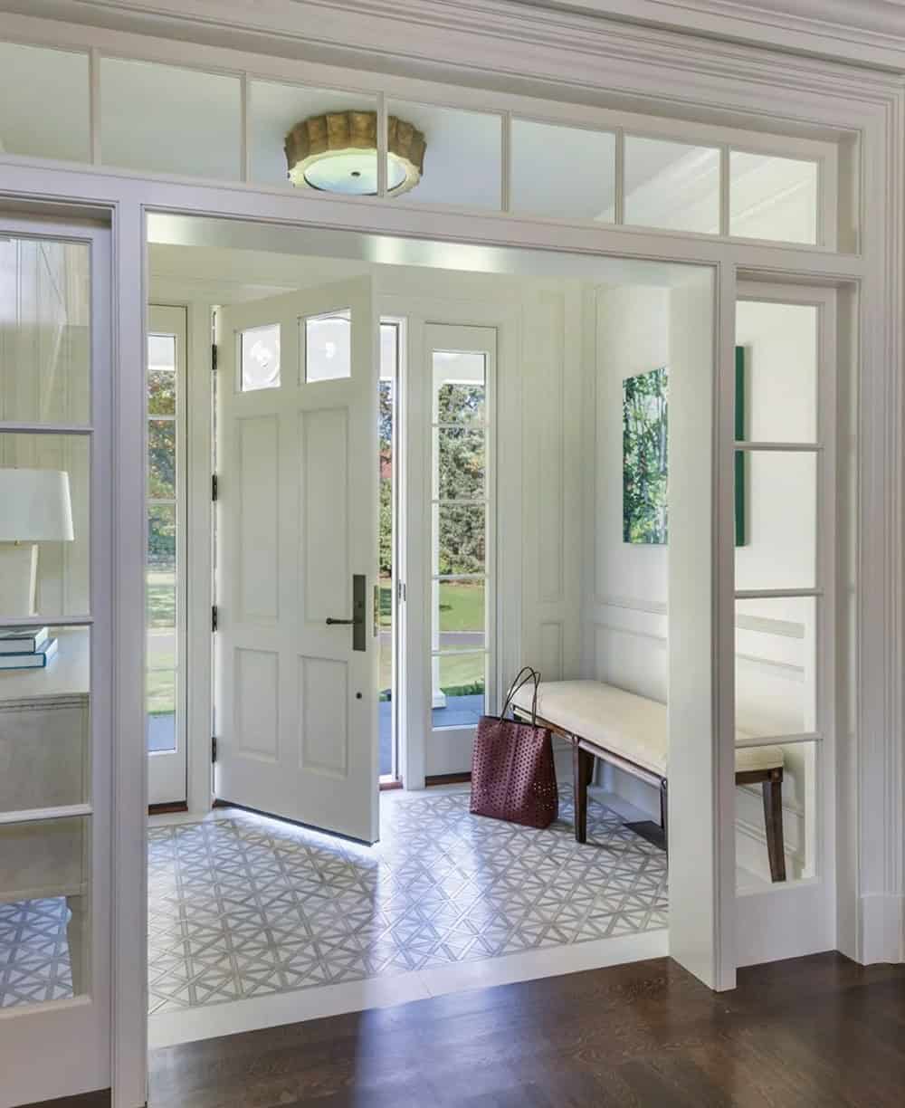 contemporary lake house entry