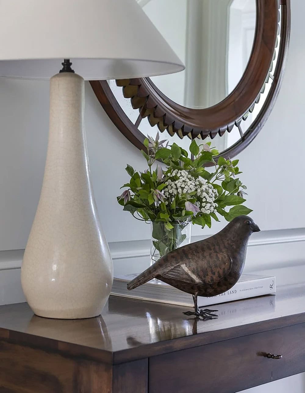 contemporary entry with a console table