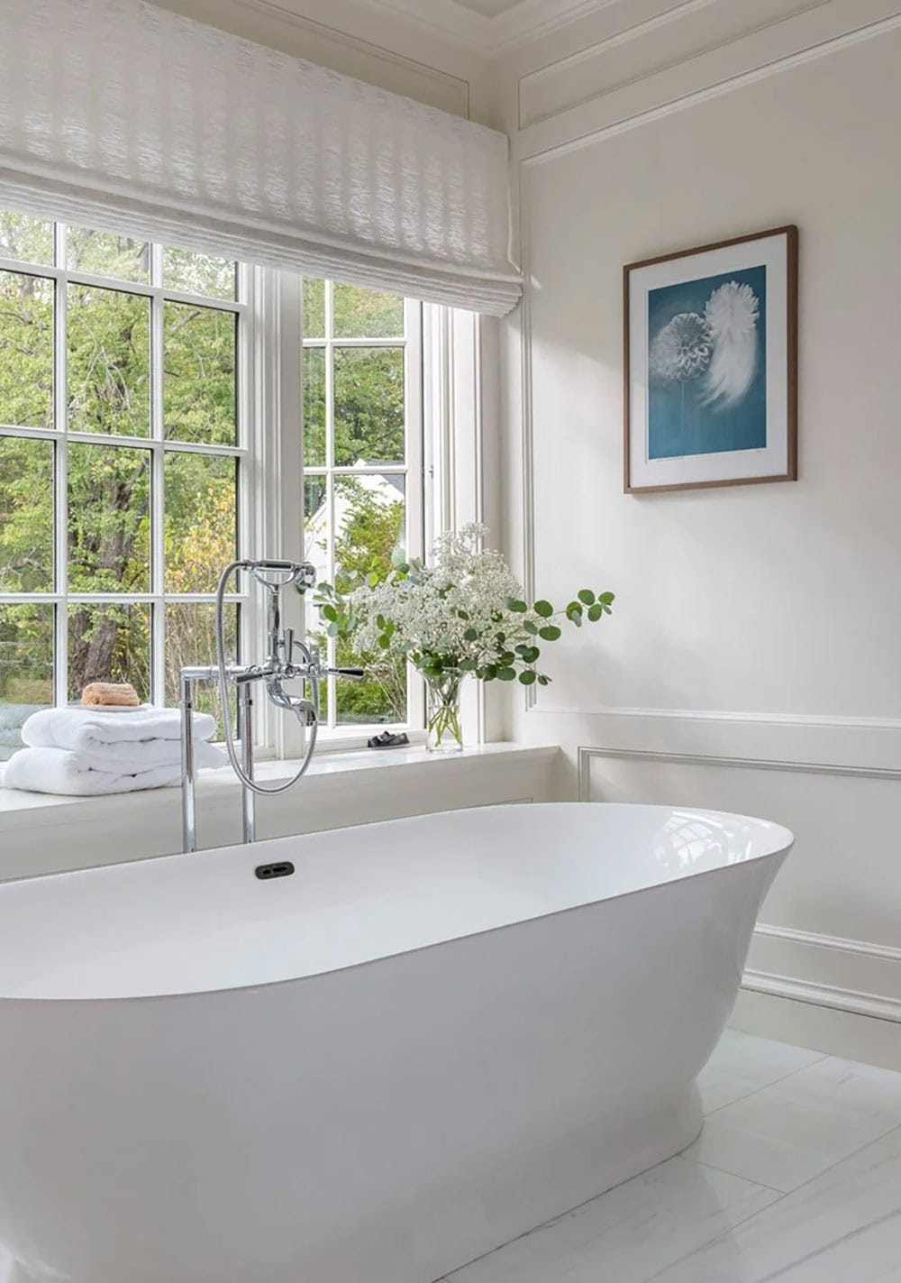 contemporary bathroom with a freestanding tub