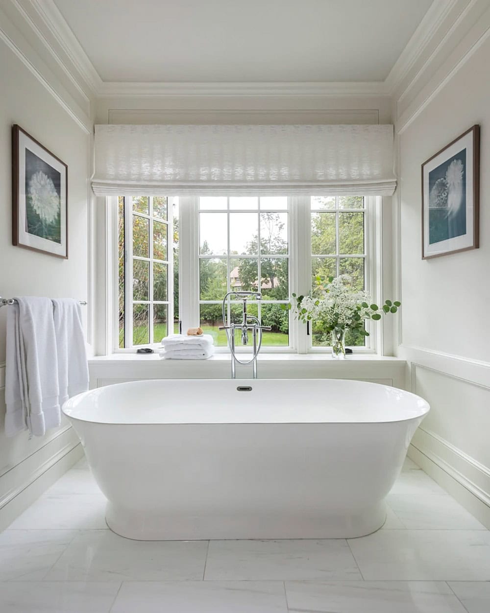 contemporary bathroom with a freestanding tub