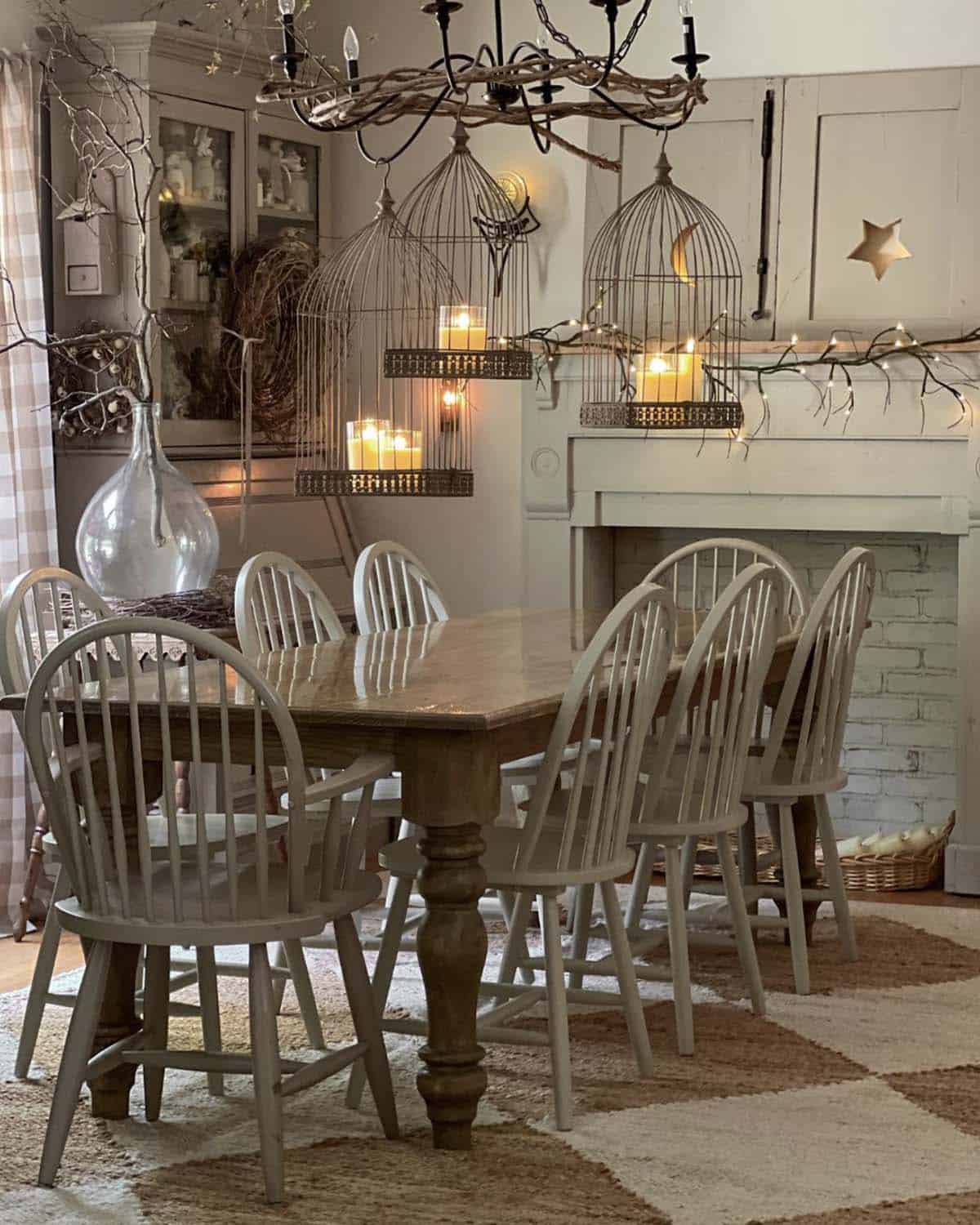 hanging fall lanterns over the dining table