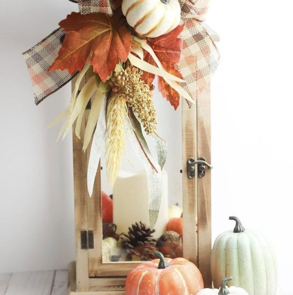 lantern with fall decor