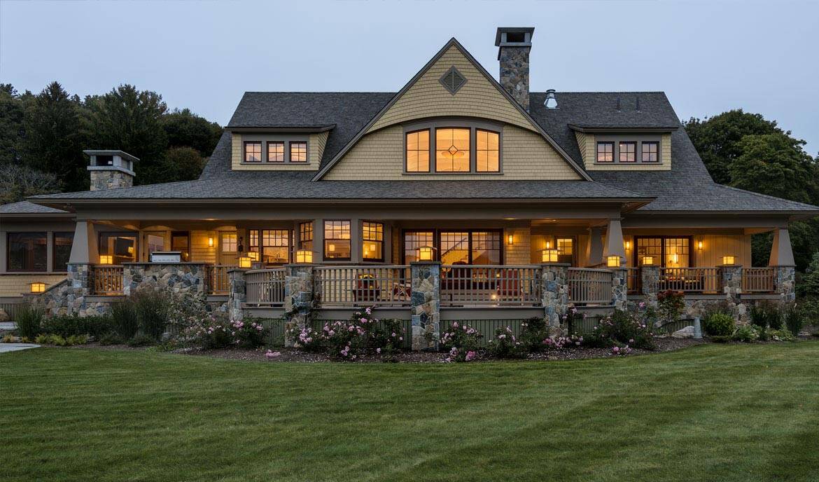 craftsman style house exterior backyard view