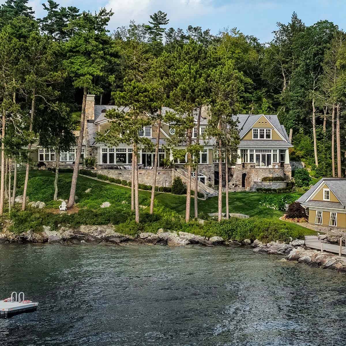lake house exterior waterfront view