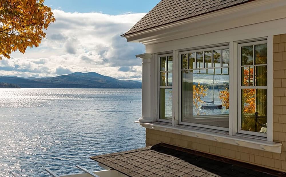 lake house exterior with a boat house