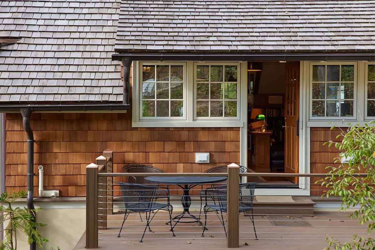 stone house exterior balcony