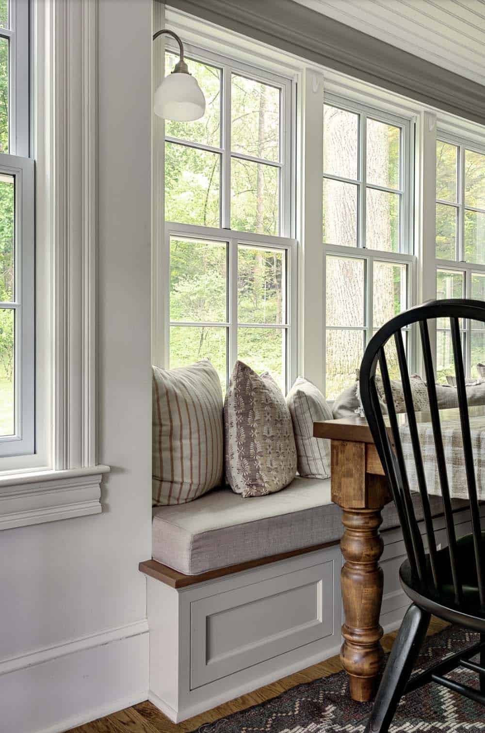 craftsman style breakfast nook with a built-in window seat