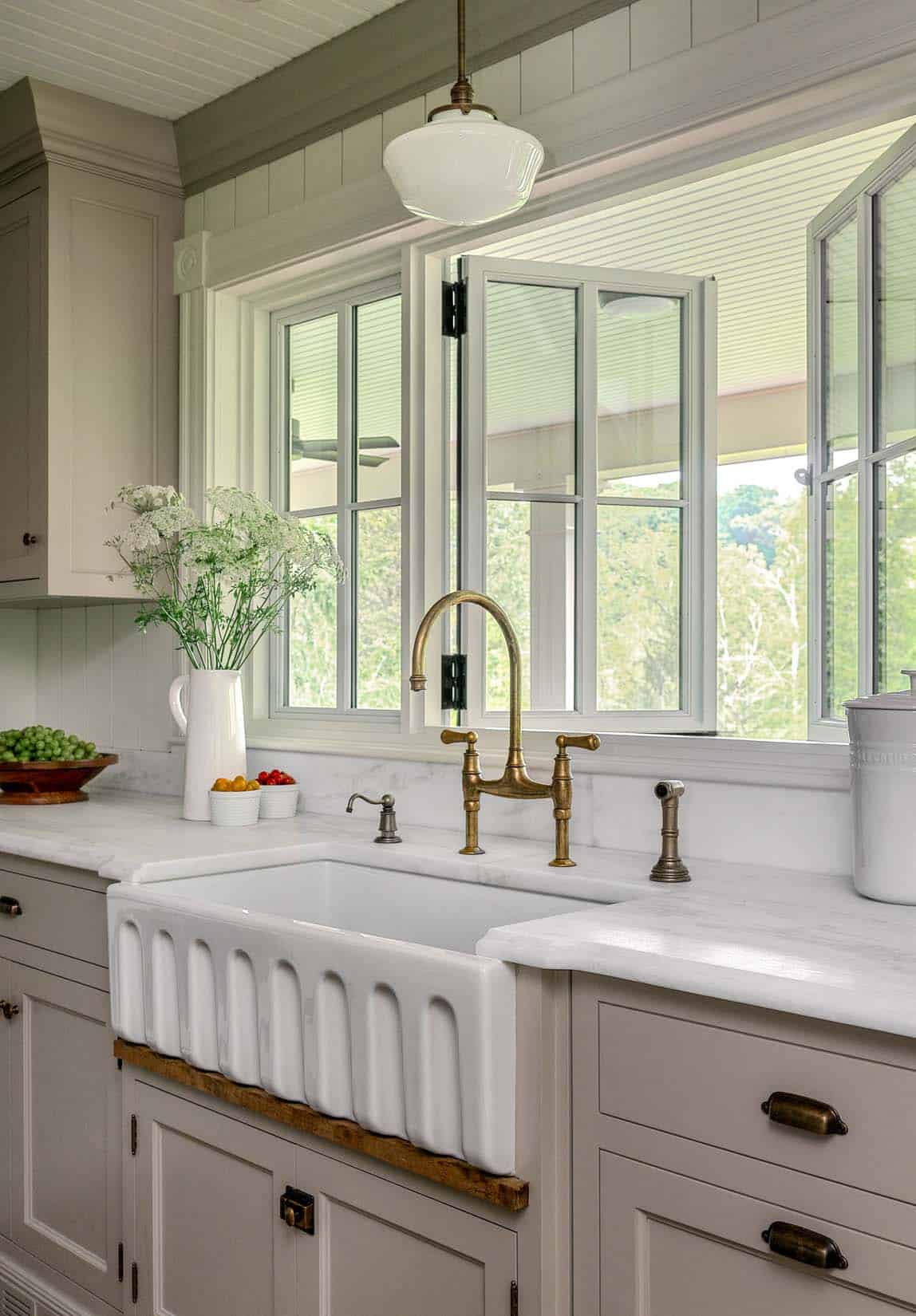 craftsman style kitchen sink wall
