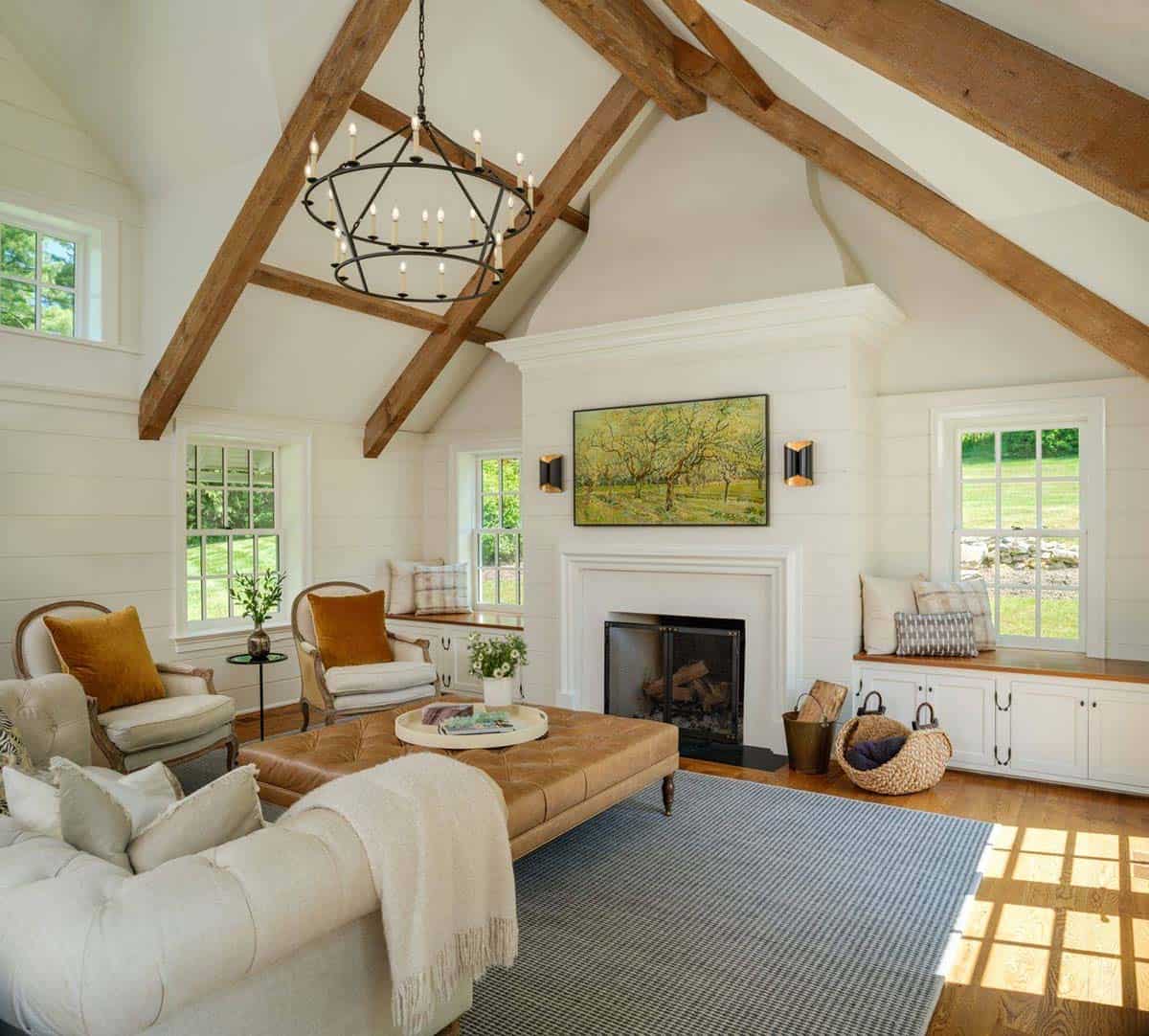 traditonal style living room with a fireplace