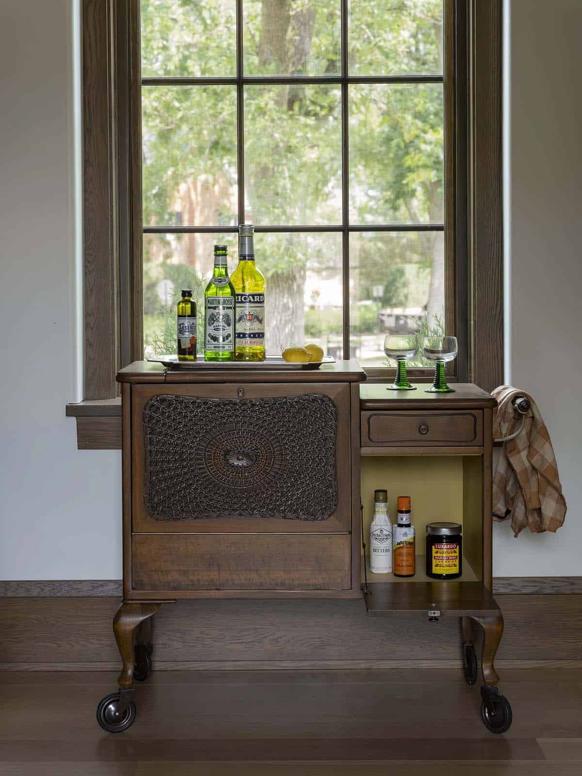 contemporary home library bar cart