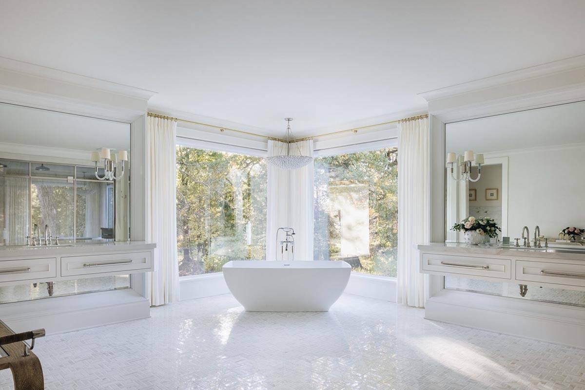 contemporary bathroom with a freestanding tub
